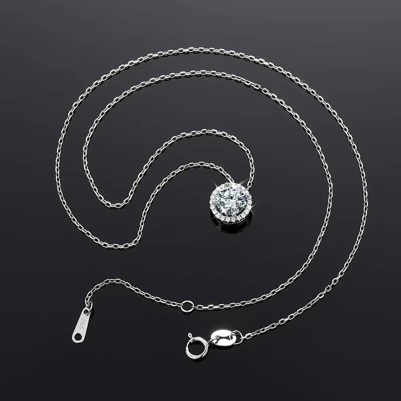 Dropshipping Women Accessories 925 Sterling Silver 65mm 1 Ct VVS Moissanite Diamond Solitaire Pendant Necklace