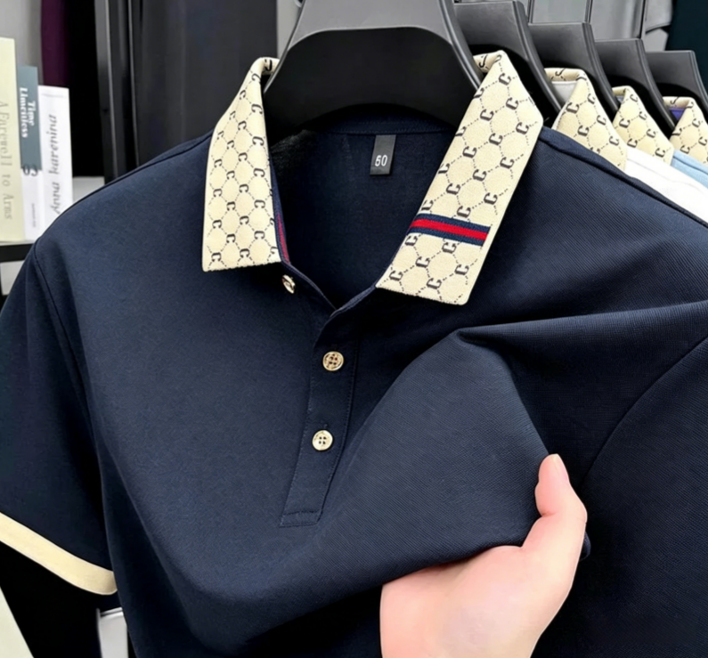 Men's Polos 2026 Luxury High End Jacquard Collar Shirt Breathable Business Casual Top Polo Men T Shirts