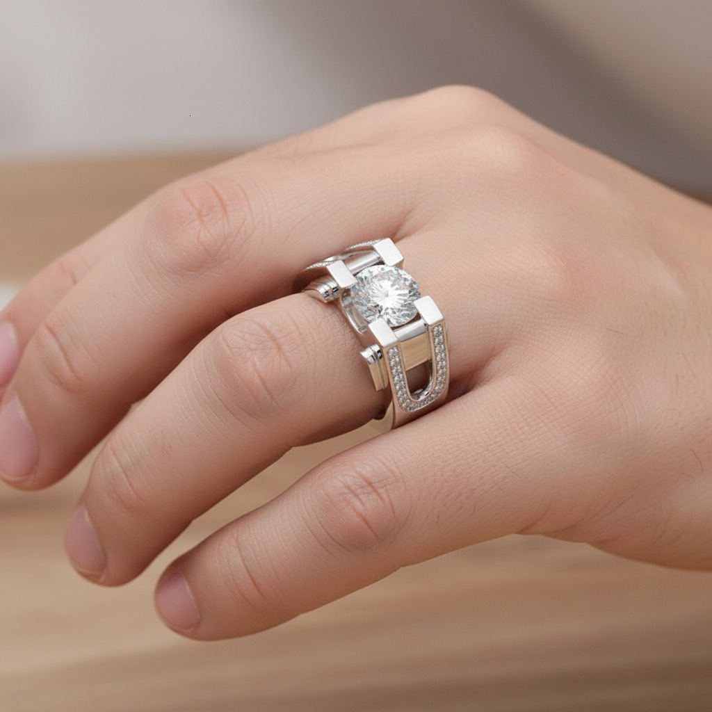 Wedding Band For Men 925 Sterling Silver Sparkling Diamond Rings Jewelry 250813