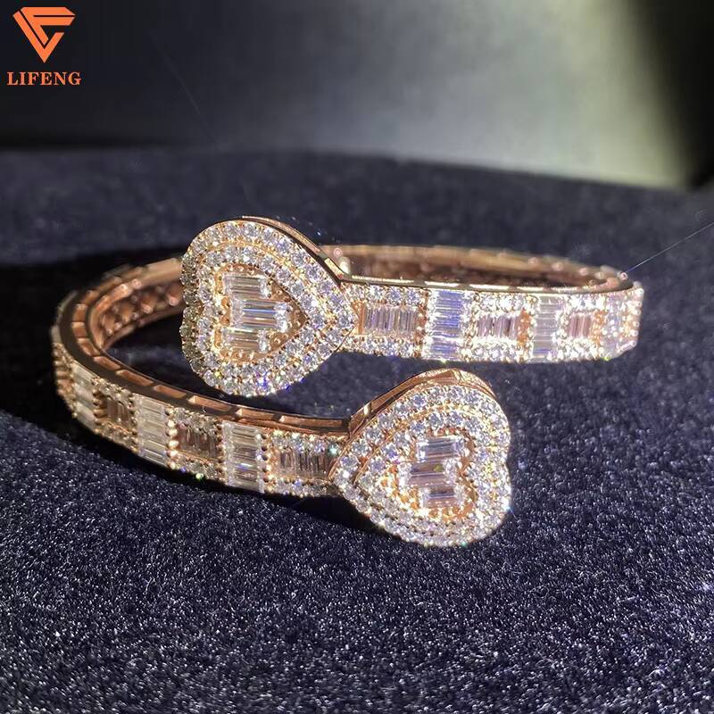 72H New Arrival Popular Baguette VVS Moissanite Bracelet Iced Gold Plated 925 Silver for Men Women