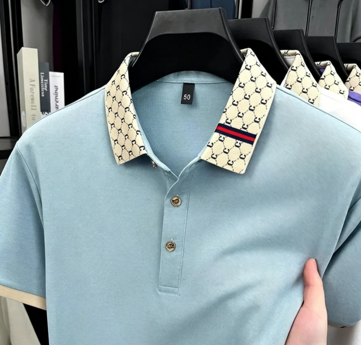 Men's Polos 2026 Luxury High End Jacquard Collar Shirt Breathable Business Casual Top Polo Men T Shirts