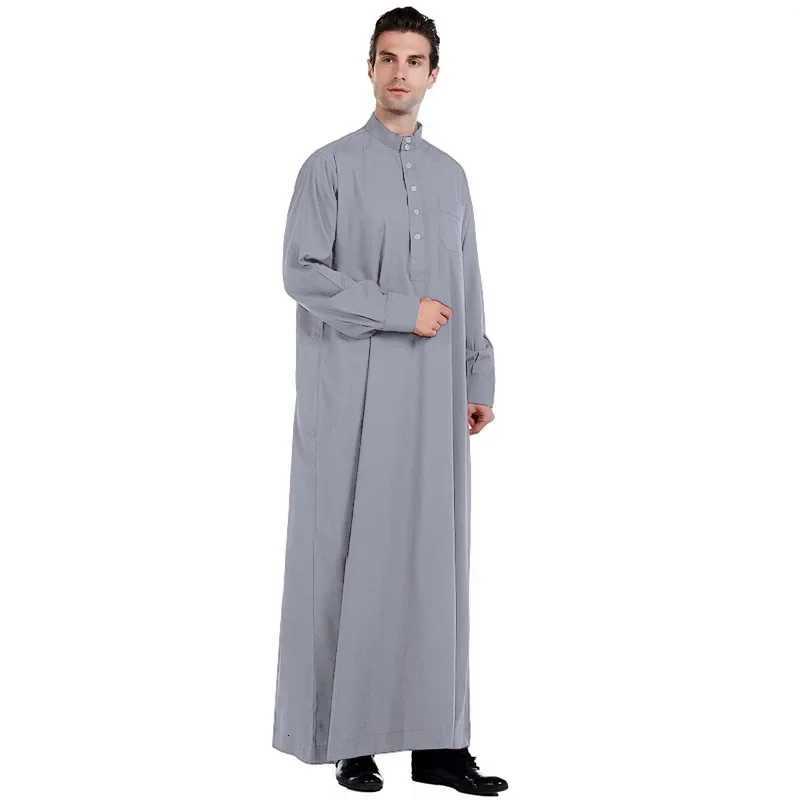 Men Dishdasha Muslim Long Sleeve Dress Daffah Thobe Jubba Saudi Arab Thoub Kaftan Islamic Clothing Robes Abaya Dubai Middle East W2512161