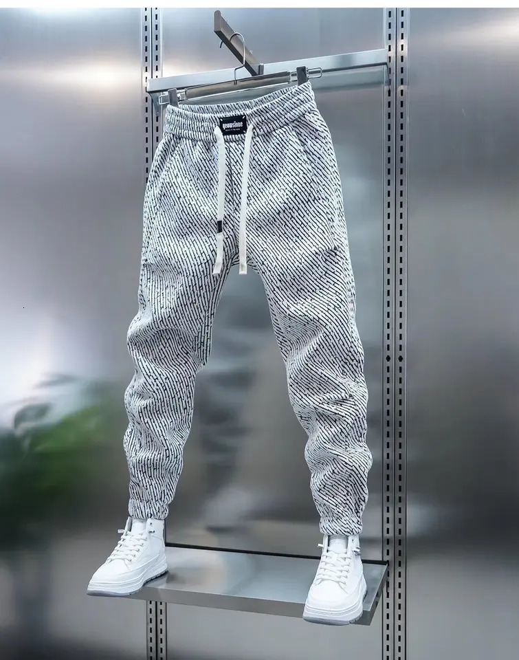 Spring And Autumn Men Harem Pants Zebra Striped Trousers Sport Clothing Cargo Sweatpants Brushed Loose Waist Versatile Pants 260416