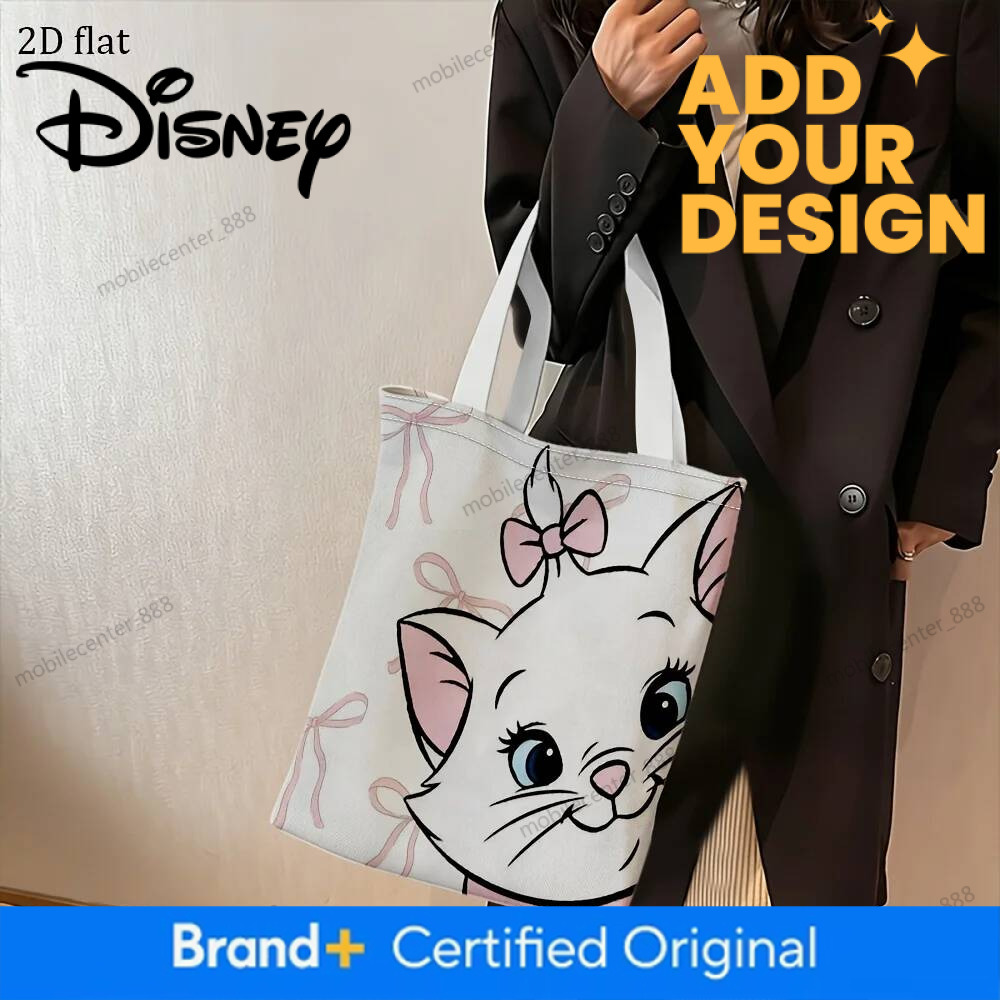 Designer Disney 1Pc Marie Pink Bow All-Over Print Tote Bag, Reusable Shopping Bag, Suitable For Daily Use, Travel, A Sweet Gift For Disney Fans. Luxur