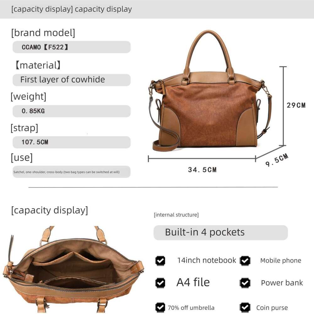 2026 New Women Large Capacity Handbag Genuine Leather Luxury Elegant Casual Shoulder Crossbody Bag High End Ladies Purse Wholesale SENYY