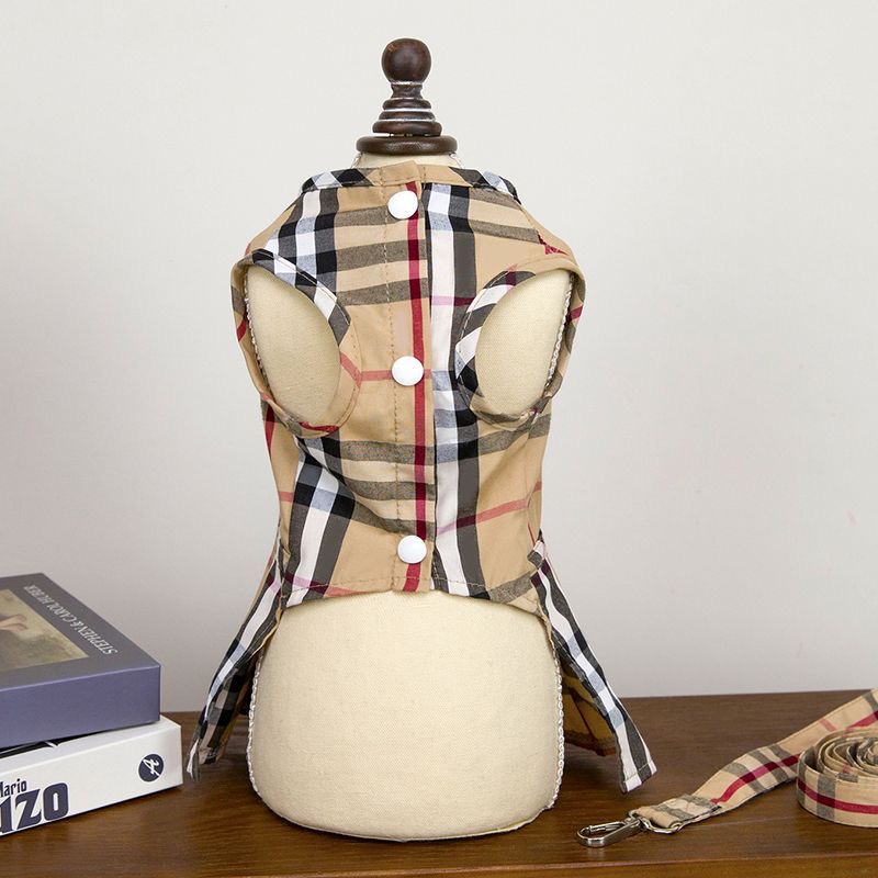 Luxury Dog Clothes Elegant Checkered Dog Harness Dress with Leash Set Stylish Plaid Pet Skirt for Small Breeds Bichon Frise Yorkie Birthday Gift for D