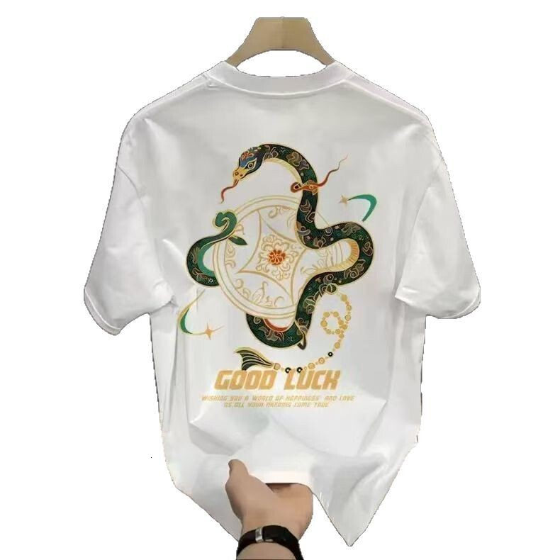 2026 Extra Large Designer Cotton Luxury Fashion Printed Mens Basic Short Sleeve Top Fat Brother Loose Breathable Outdoor Leisure Versatile T-shirt