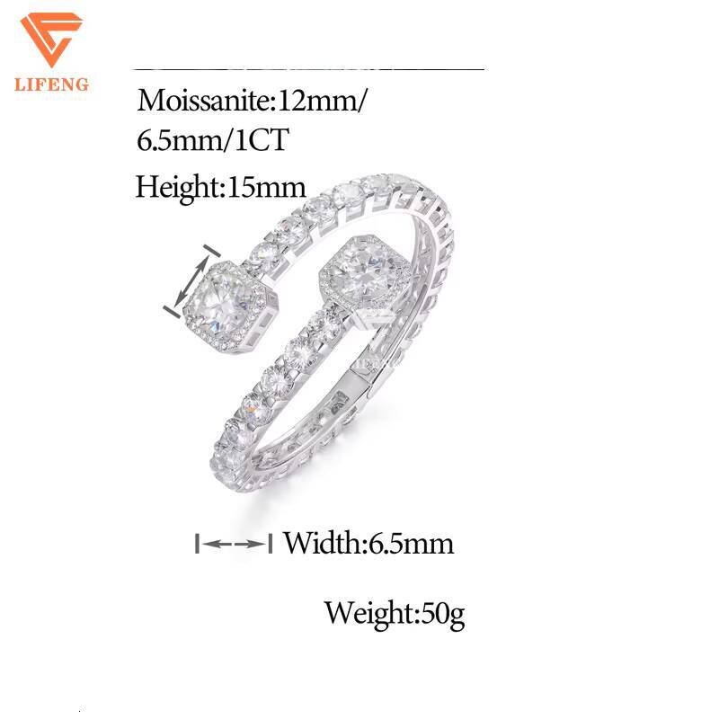 Lifeng Jewelry Moissanite Bangle VVS Diamond Sterling Silver Women Men Hiphop Moissanite Bracelet