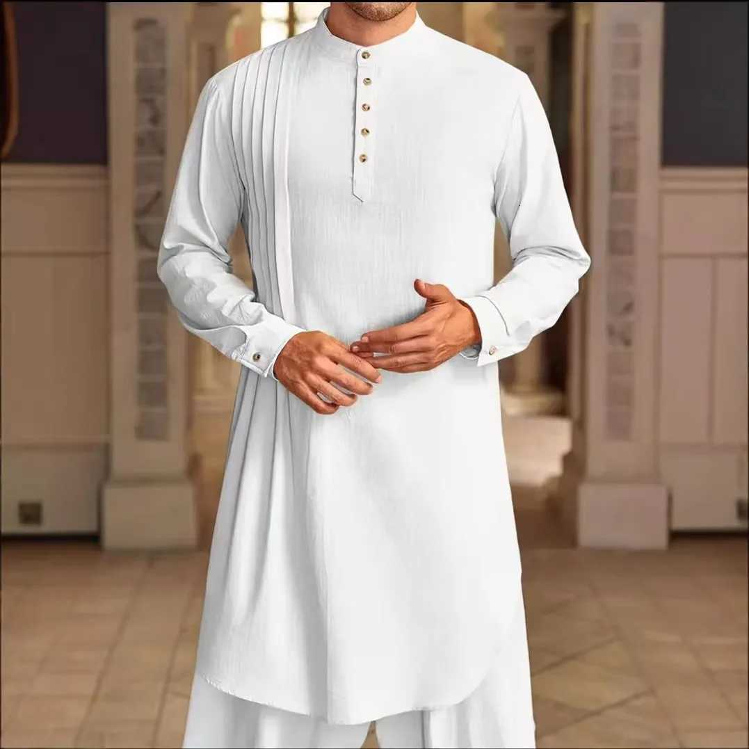 Mens Muslim Dress Long-sleeved Clothing 00 Cotton Pullover Kaftan Robe Men Jubba Thobe Pakistan Saudi Arab Caftan Islamic Top W251216