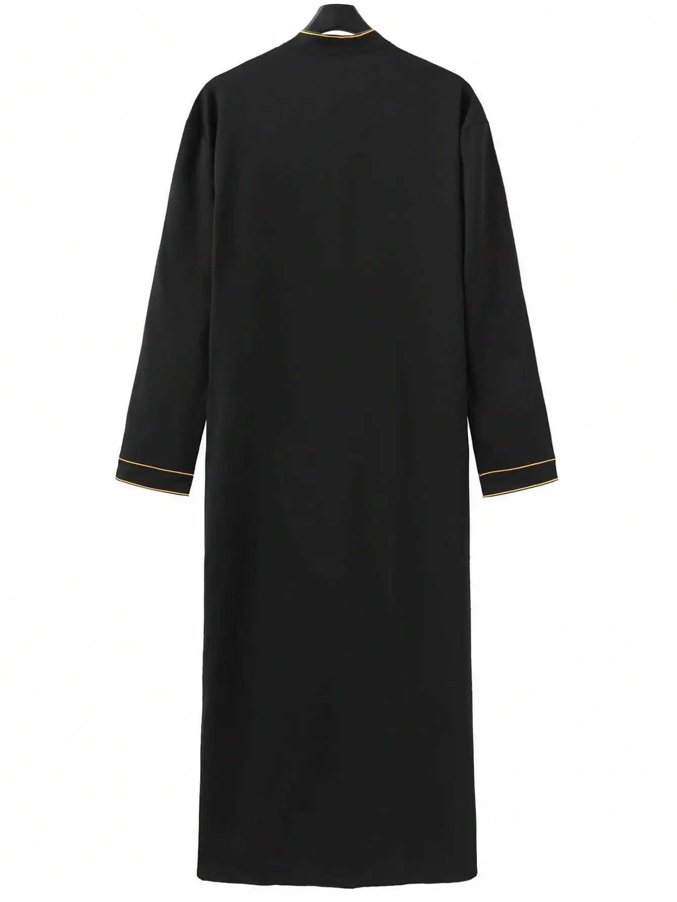 2025 Elegant Retro Muslim Mens Robe round Neck Loose Festival Clothing Moroccan Style Luxury Simple Design for Men W251216