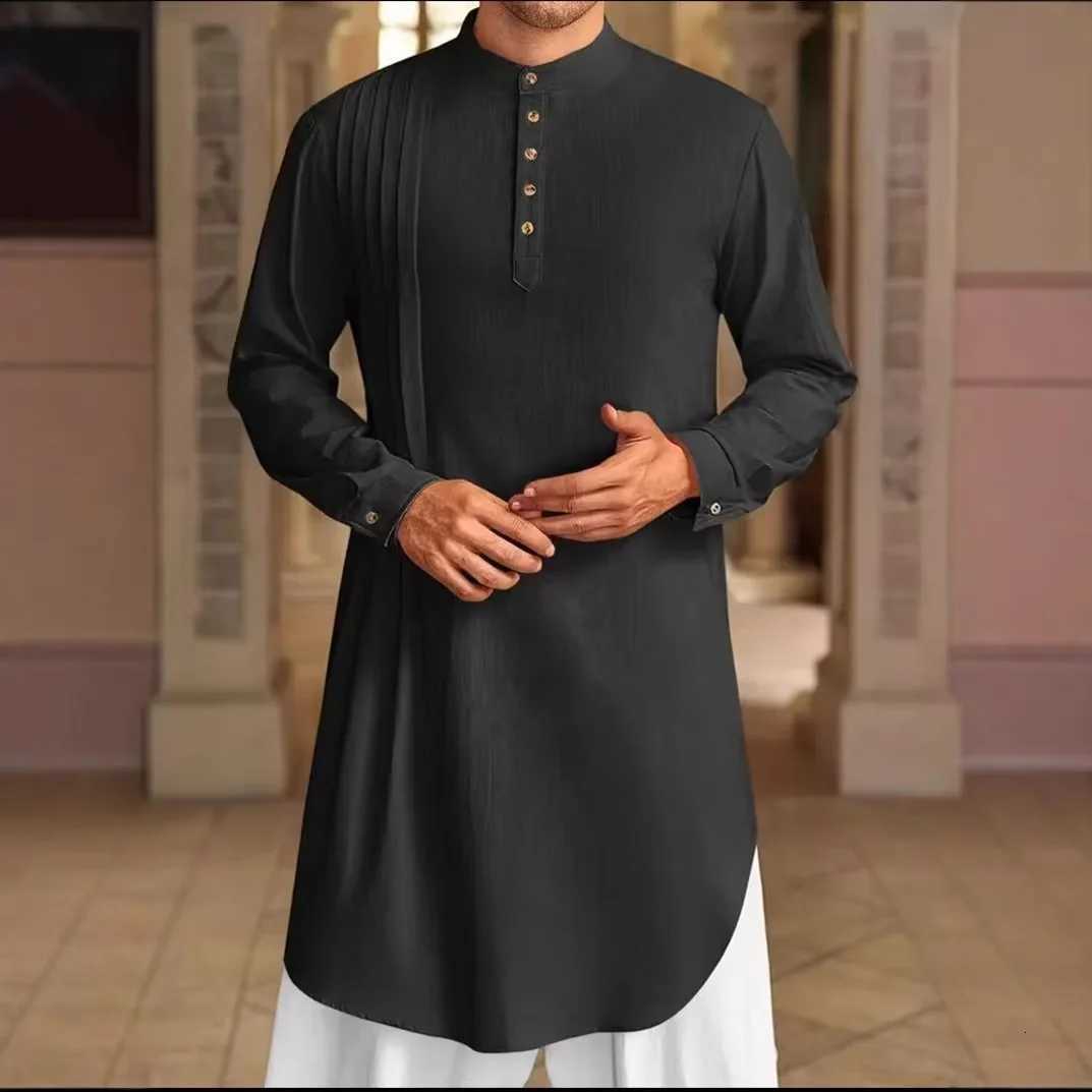 Mens Muslim Dress Long-sleeved Clothing 00 Cotton Pullover Kaftan Robe Men Jubba Thobe Pakistan Saudi Arab Caftan Islamic Top W251216