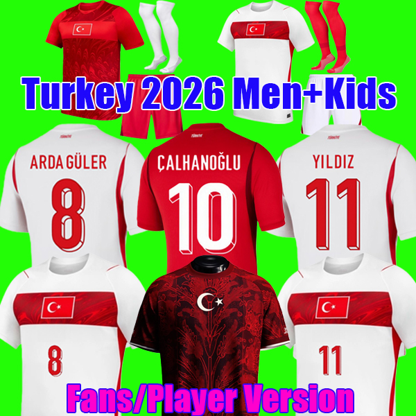 S-4XL Turkey 2026 World Cup Home Away Kits ARDA GULER Soccer Jerseys YILDIZ CALHANOGLU CENK TOSUN KADIOGLU AKTURKOGLU fans player version Football shirt men