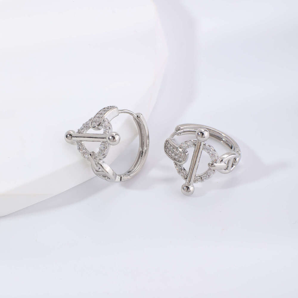 Kashi Autumn New European And American Style O-Shaped Design Irregular Geometric Zircon Earrings Valentine's Day Birthday Gift