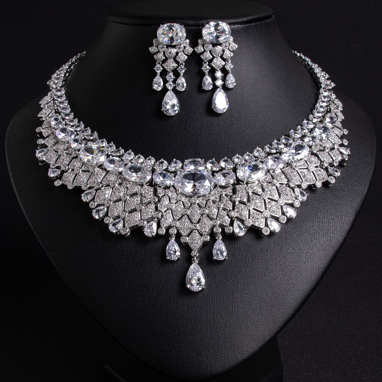 Pearl Jewelry Set With Cubic Zirconia for Women NecklaceElegance Saudi Arabic Dubai Bridal Party Wedding Accessories 250609