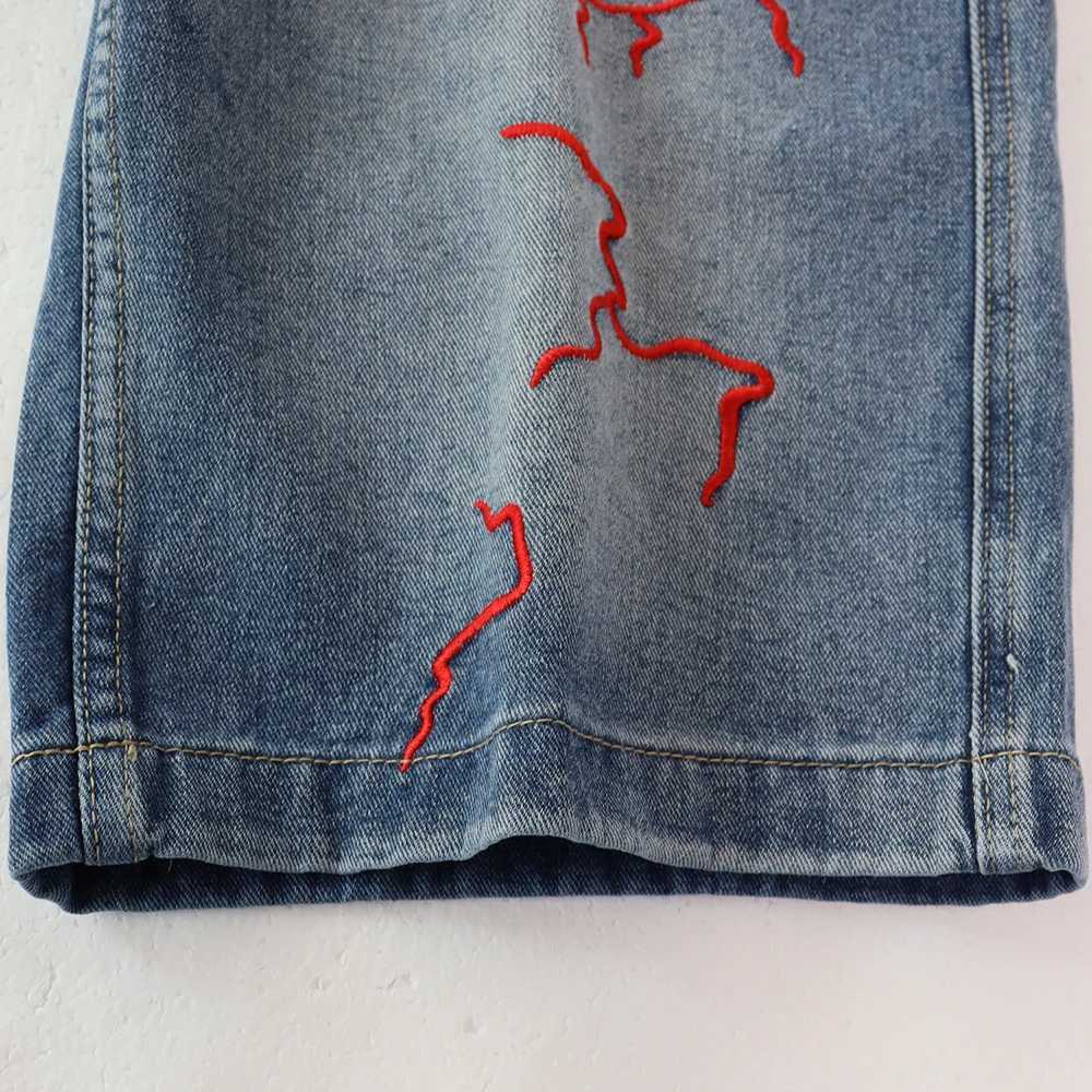Skittle Printed Colorful Letter Lightning Embroidery Denim Washed Loose Shorts for Men Harajuku Streetwear Baggy Jeans Oversized X260417 - view 7