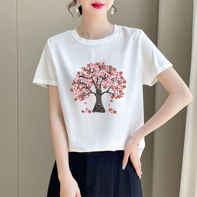 New Women's T-Shirt Smooth Satin Silky Cool Touch Soft Comfortable Fashion Casual All Match AB Patchwork Short Sleeve Tee Tops Streetwear MAKOUFE