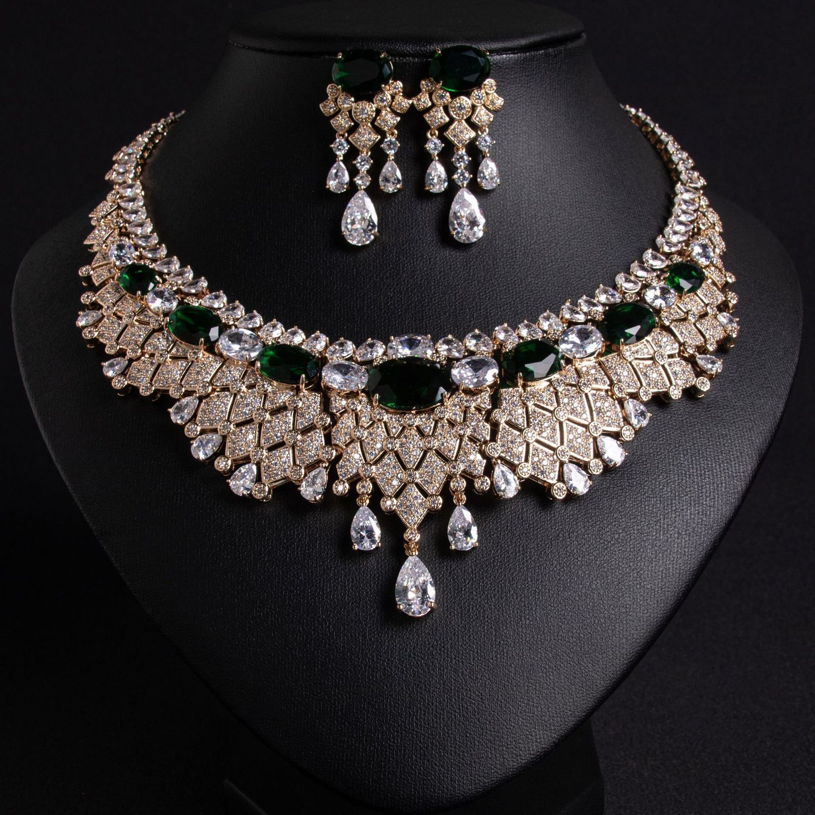 Pearl Jewelry Set With Cubic Zirconia for Women NecklaceElegance Saudi Arabic Dubai Bridal Party Wedding Accessories 250609