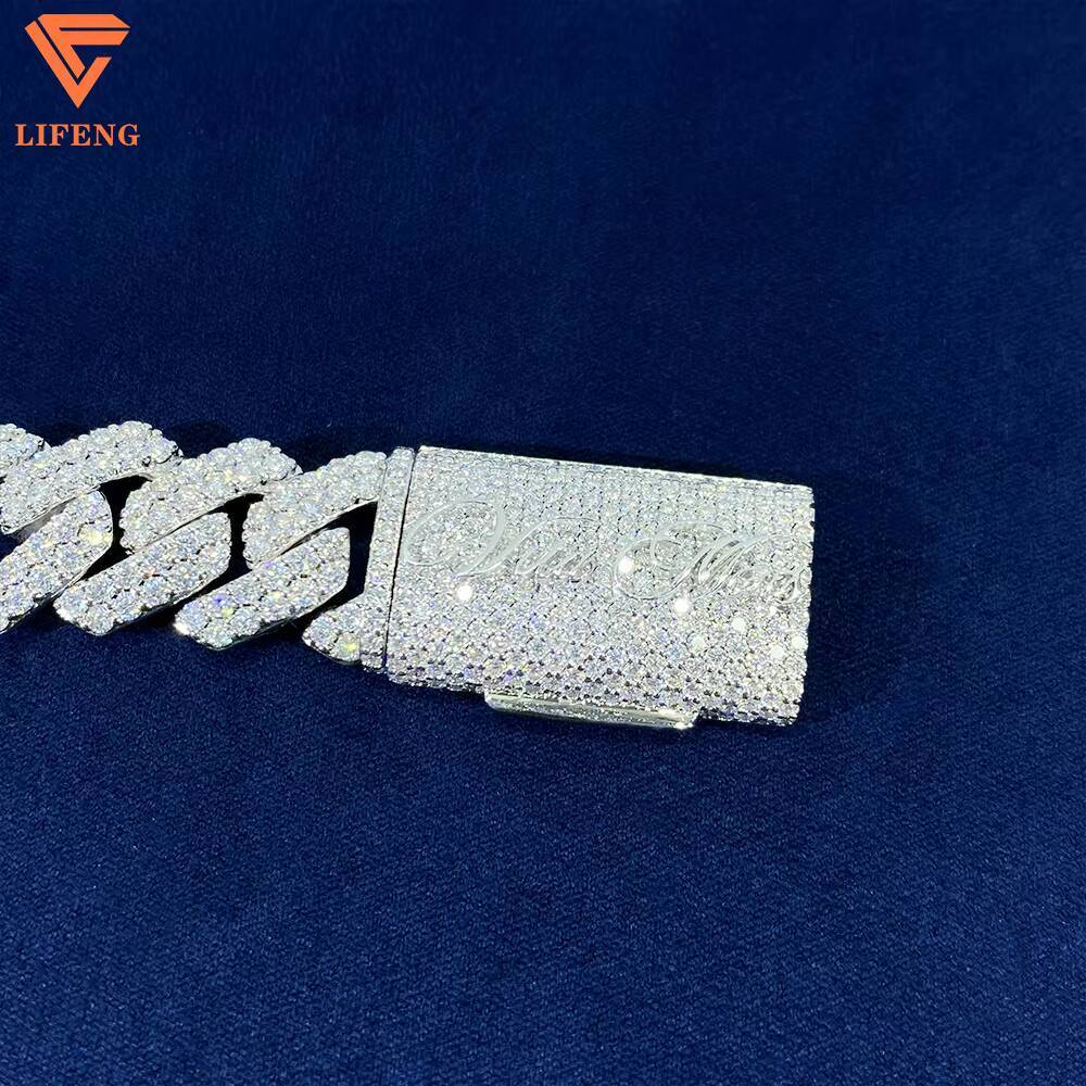 14mm 2row Miami Cuban Link Chain Moissanite Vvs Necklace Diamond Test Ice Custom Chain for Men Hip Hop Cool Jewelry