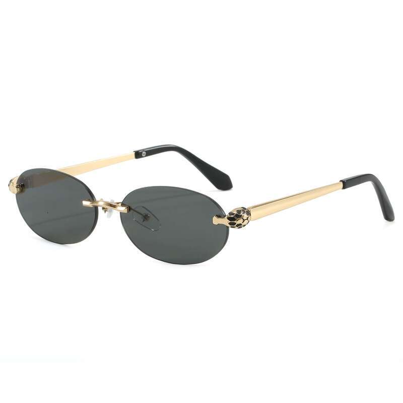 2026 New Women's Frameless Oval Sunglasses Unique Snake Head Design European American Style UV Protection Fashion Eyewear for Outdoor & Daily Wea