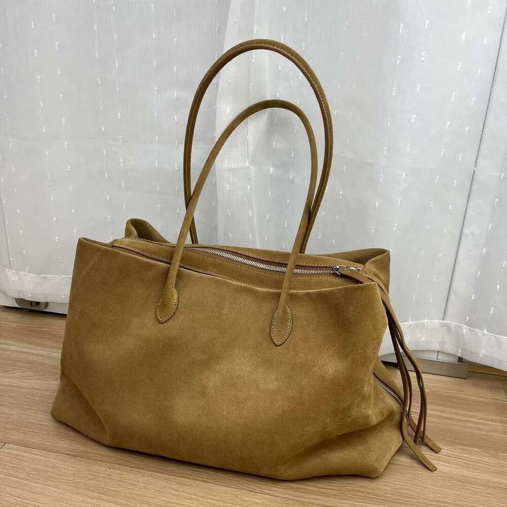 2026 Fall Winter New Large Capacity Genuine Leather Tote Bag For Women Suede Cowhide Minimalist Shoulder Underarm Bag Fashion Commute Handbag SENYY