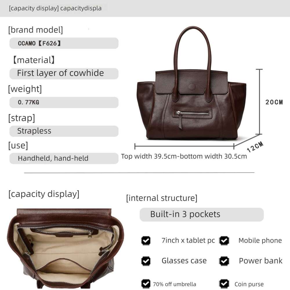 2026 New Women Handbag Top Grain Leather Luxury Designer Niche Elegant Commute Tote Shoulder Crossbody Bag High End Ladies Purse Wholesale SENYY