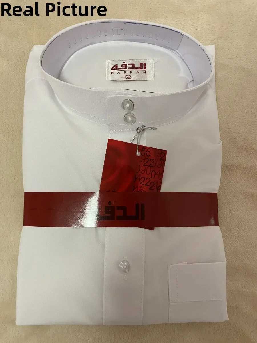 Men Dishdasha Muslim Long Sleeve Dress Daffah Thobe Jubba Saudi Arab Thoub Kaftan Islamic Clothing Robes Abaya Dubai Middle East W2512161
