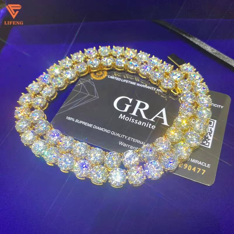 Iced Out Hip Hop D Color VVS 6mm Moissanite Diamond Tennis Chain Necklace 925 Sterling Silver Men Women Tennis Link Chain