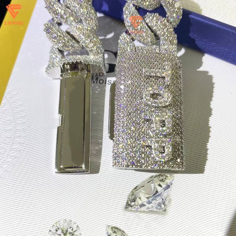 Diamond Cuban Link Chain Moissanite Bracelet Gold Plated 925 Sterling Silver Fashion Jewelry for Men Women Passes Diamond Test