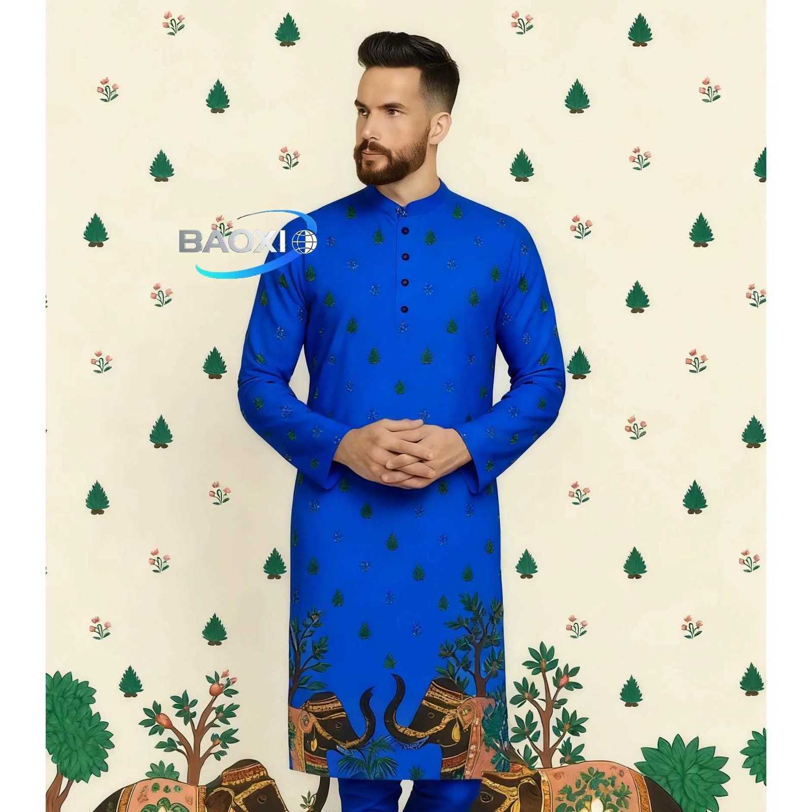 Stand Collar Muslim Men Clothes Folk Kaftan Musulman Kurta Indian Islamic Clothing Ropa Musulman Hombre Camisa Arabe Hombre W251216