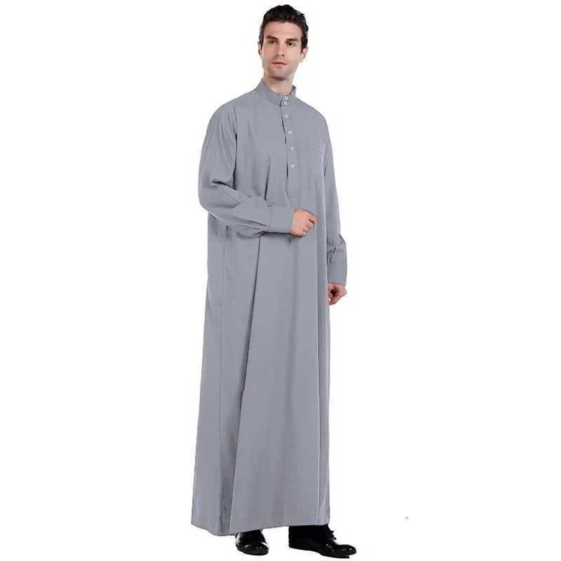 Men Dishdasha Muslim Long Sleeve Dress Daffah Thobe Jubba Saudi Arab Thoub Kaftan Islamic Clothing Robes Abaya Dubai Middle East W251216