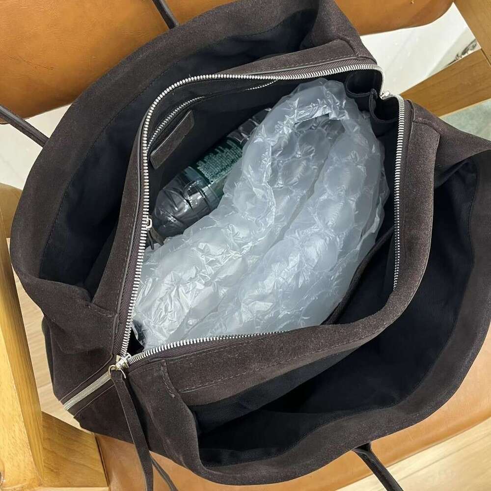2026 Fall Winter New Large Capacity Genuine Leather Tote Bag For Women Suede Cowhide Minimalist Shoulder Underarm Bag Fashion Commute Handbag SENYY