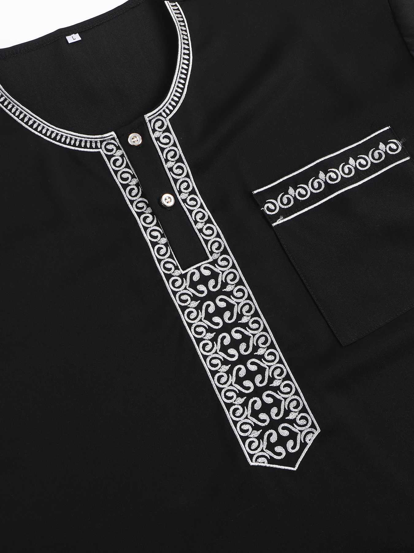 2025 Mens Traditional Boubou Jalabiyas Jubbah Embroidered Muslim Thobe Islamic Clothing Ramadan Robe Abaya for Moroccan Men W251216