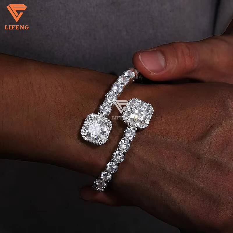 Lifeng Jewelry Moissanite Bangle VVS Diamond Sterling Silver Women Men Hiphop Moissanite Bracelet