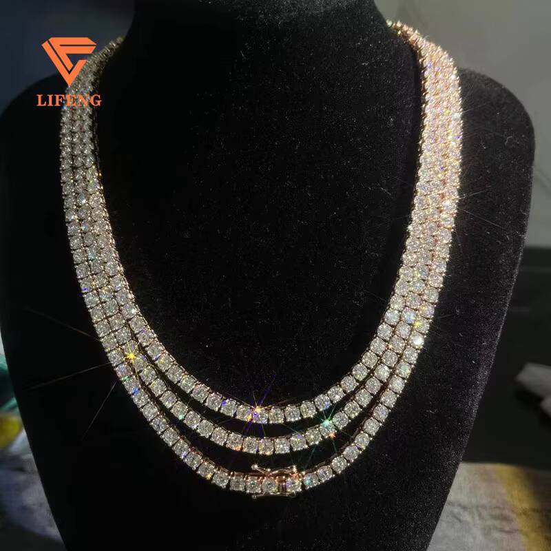 VVS Moissanite Diamond Tennis Chain BraceletNecklace 3mm 4mm 5mm 6mm 925 Sterling Silver Iced Out Tennis Chain Jewelry Charm