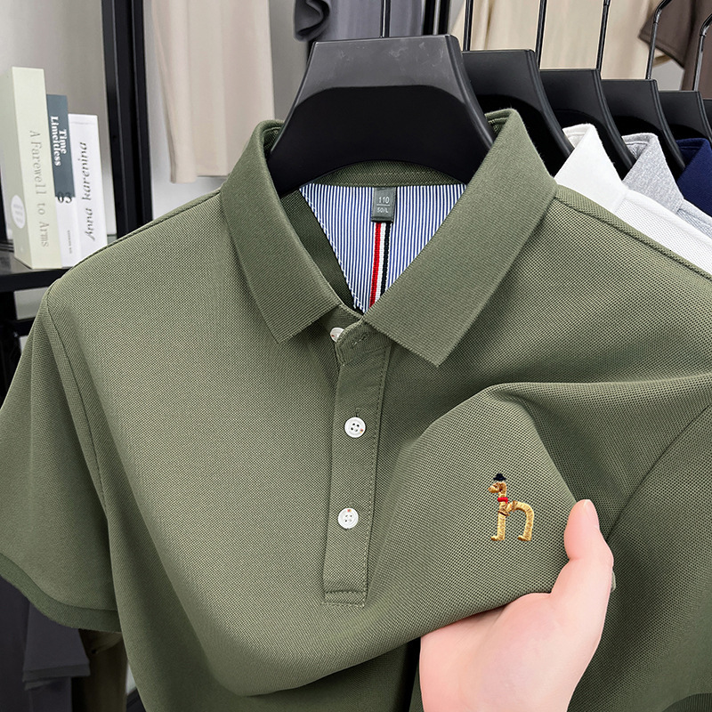 2026 New Designer T-shirt Luxury Fashion Simple Embroidery Men's Business Casual Lapel Polo Shirt Outdoor Versatile Classic Youth Basic Short Sleeved Base Shirt