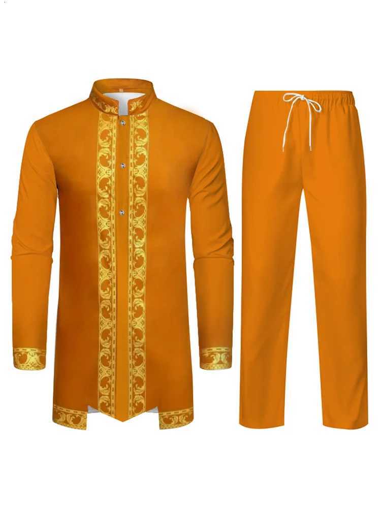 Middle East Traditional Culture Muslim Robe Arab Mens Traditional Clothing 3D Technology Printed Pattern Two Piece Set Clothing W251216