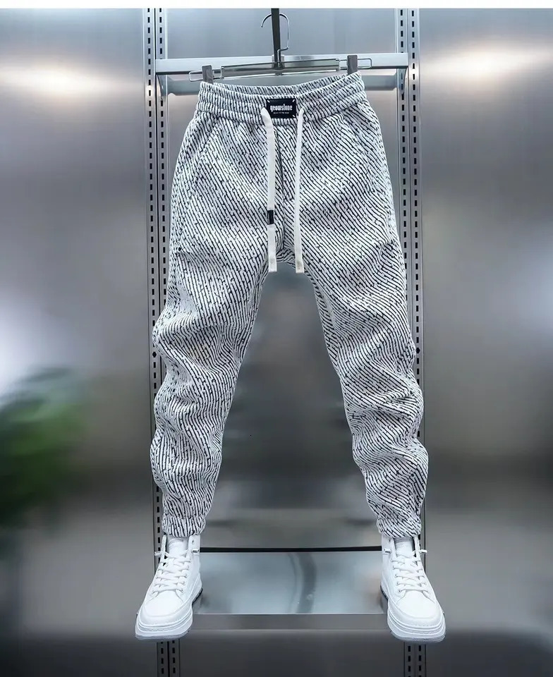 Spring And Autumn Men Harem Pants Zebra Striped Trousers Sport Clothing Cargo Sweatpants Brushed Loose Waist Versatile Pants 260416