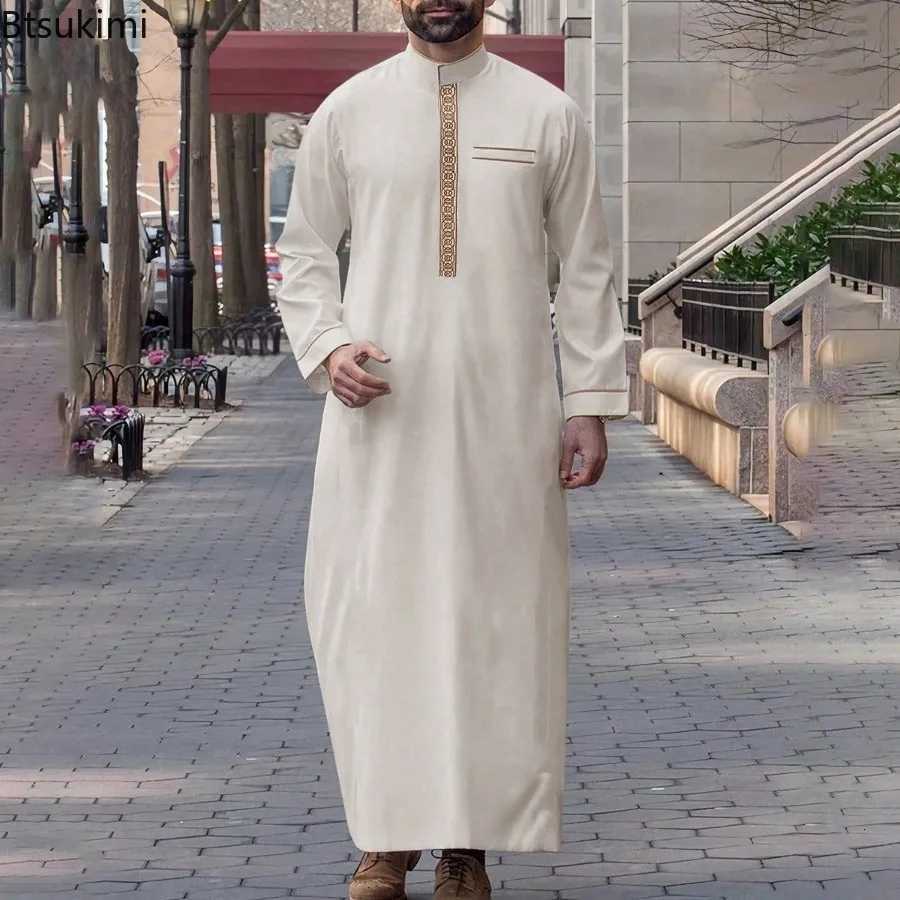 Mid East Islamic Men Clothes Muslim Fashion Abaya Men Embroidered Loose Stand Collar Long Robe Ethnic Style 2026 Man Jubba Thobe W251216