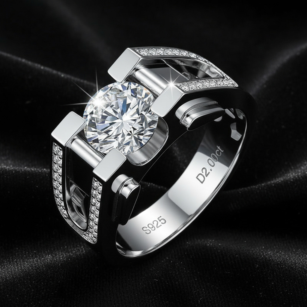 Wedding Band For Men 925 Sterling Silver Sparkling Diamond Rings Jewelry 250813