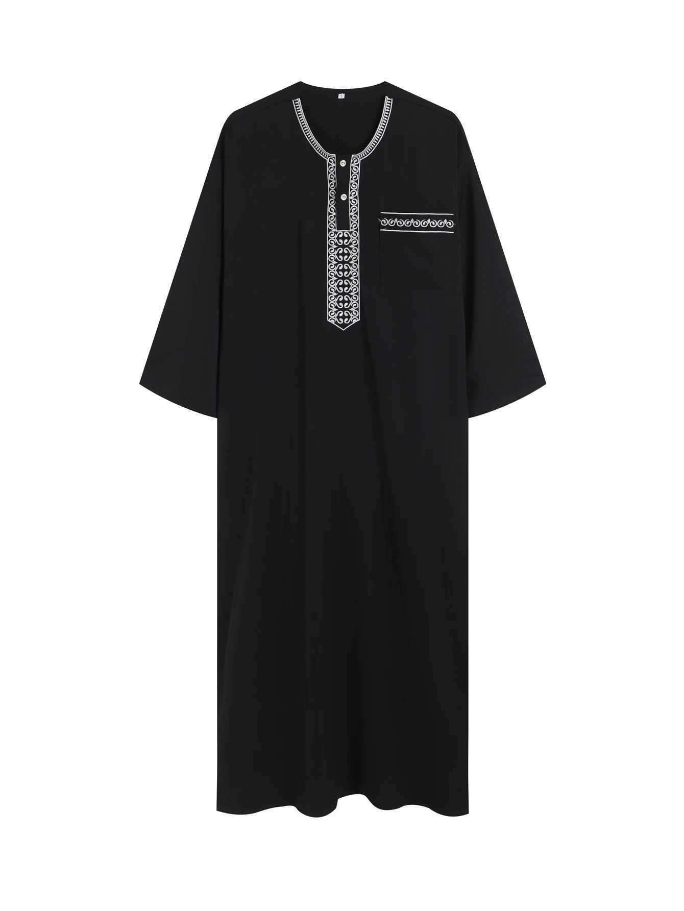 2025 Mens Traditional Boubou Jalabiyas Jubbah Embroidered Muslim Thobe Islamic Clothing Ramadan Robe Abaya for Moroccan Men W251216