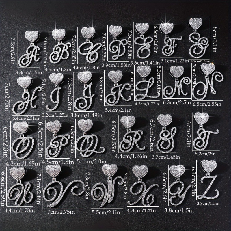 Hip Hop Cursive Initial Letters Crystal Pendant Cuban Necklace For Women Iced Out Prong Cuban Link Chain Necklace Jewelry 240813