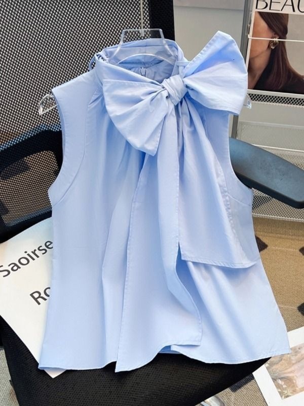 French Style Rich Lady White Bow Sleeveless Shirt Women High-end Loose Belly-covering Vest Top Summer 260417 - view 3