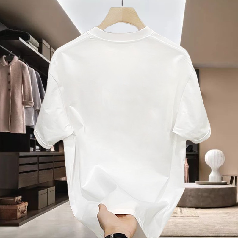 Designer Shirt Men's Pure Cotton Short-sleeved T-shirt Summer New Style Loose Fit Fashionable Brand Round Neck Design Luxurious Casual Half-sleev