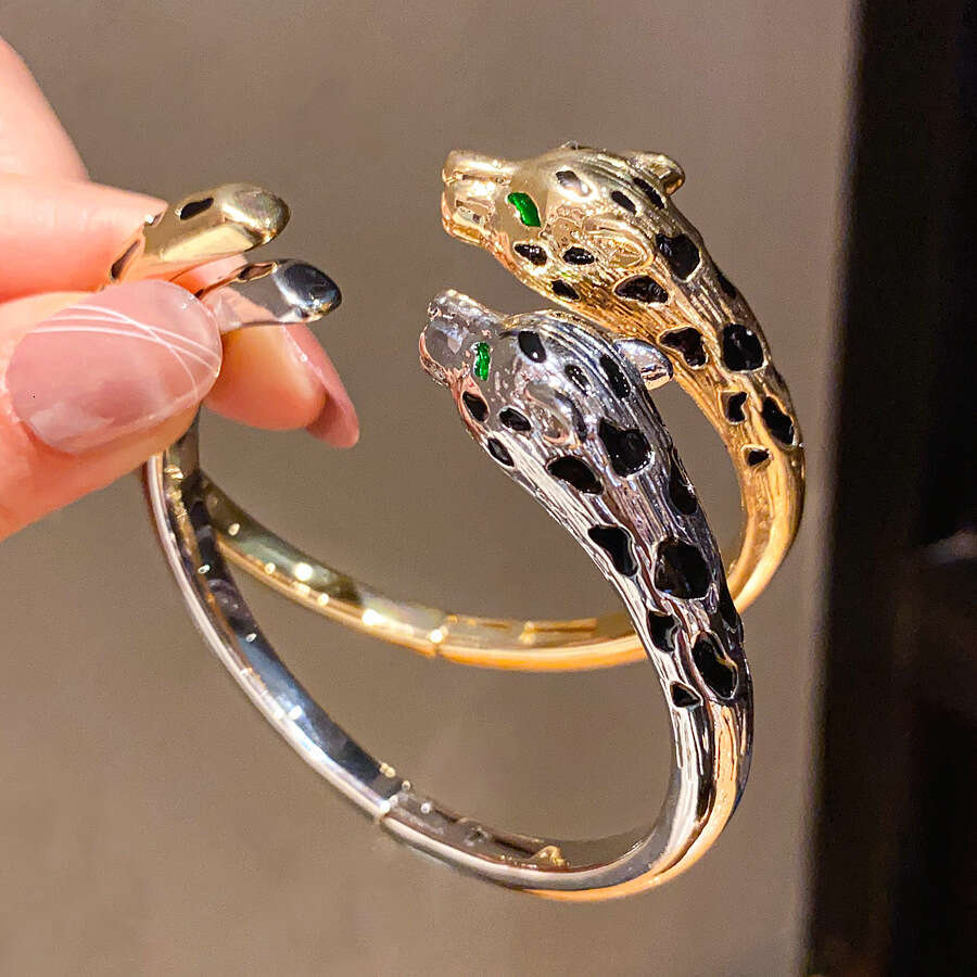 18K Real Gold Plated Zircon Leopard Open European And American Fashion Elegant Bracelet Light Luxury High-End Sense Jewelry For Women