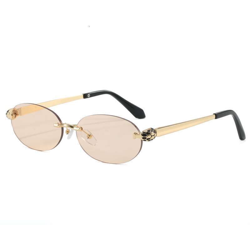 2026 New Women's Frameless Oval Sunglasses Unique Snake Head Design European American Style UV Protection Fashion Eyewear for Outdoor & Daily Wea