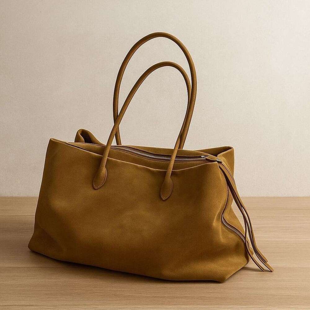 2026 Fall Winter New Large Capacity Genuine Leather Tote Bag For Women Suede Cowhide Minimalist Shoulder Underarm Bag Fashion Commute Handbag SENYY