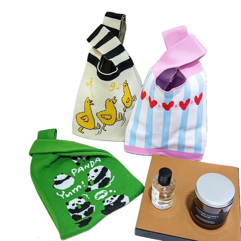 Korean-style niche tote bag, 2025 winter new women's bag, cute bow-knot knitted bag, fashionable and versatile handbag