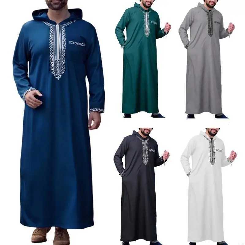 Y3NE Islamic Clothing Men Robe Kaftan Muslims Man Moroccan Casual Long Dress Arabic Thobe Grown Middle East National Costume W251216