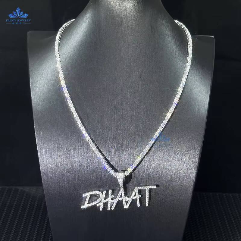 Latest Style VVS Moissanite Custom Chain Pendant Hip Hop Jewelry Lab Create Diamond Name Letter Pendant