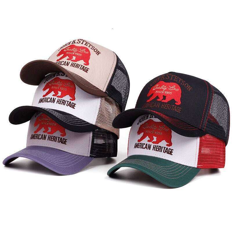 2025 Creative New Baseball STETSON Red Bear Truck Outdoor Sports Sunshade Street Hip Hop Daily Commuter Net Hat